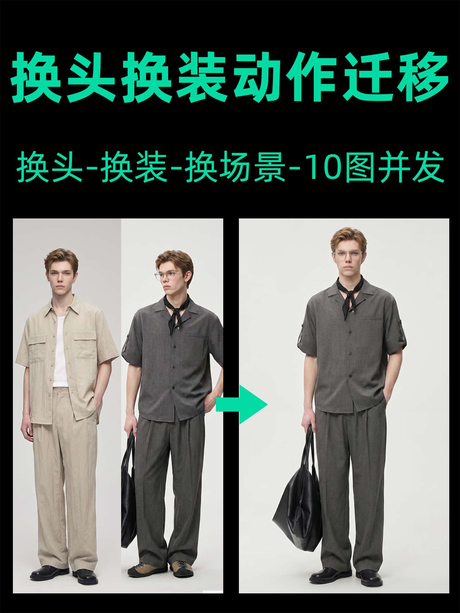 万能最强换头+换装+换景+动作迁移6图并发 - RunningHub AI Apps