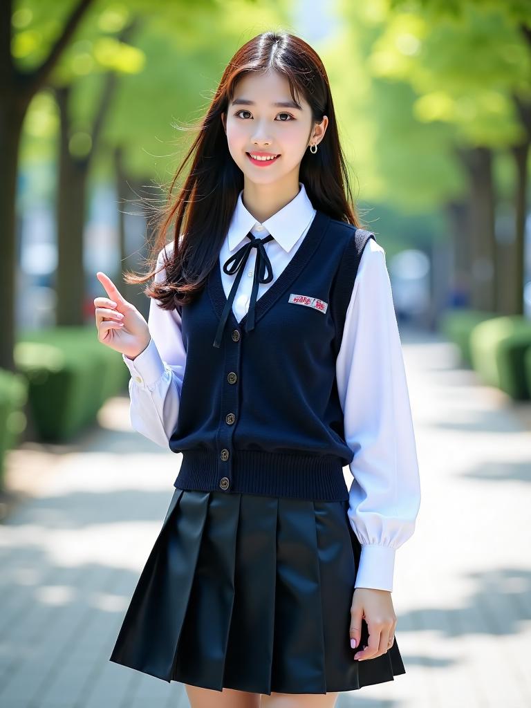韩式元气学院风少女穿搭