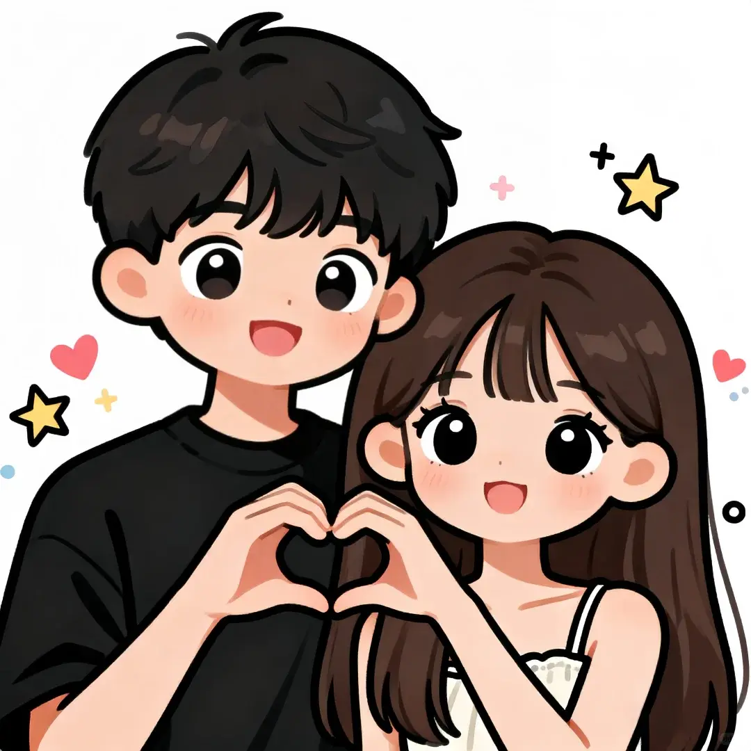 kontext_手绘情侣头像星蝶少女头像一键真人转手绘