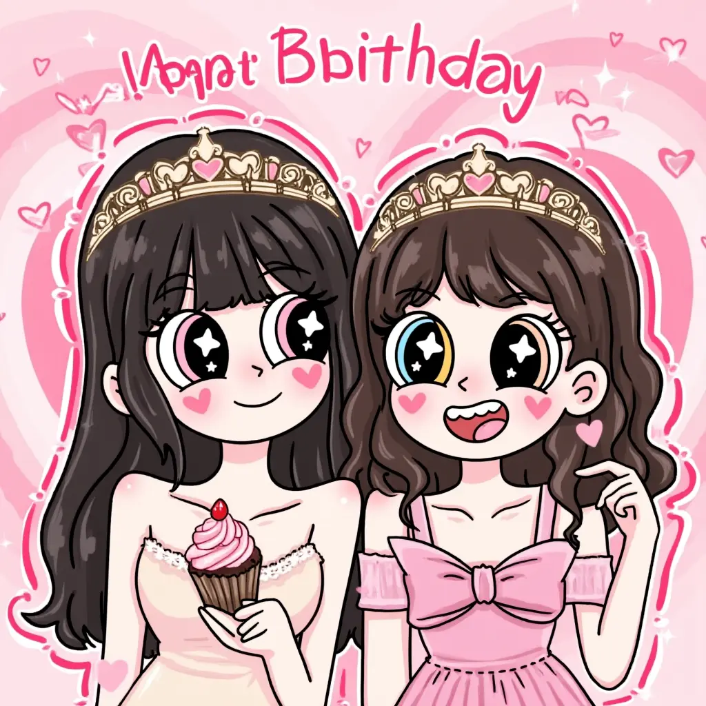 kontext_手绘情侣头像星蝶少女头像一键真人转手绘