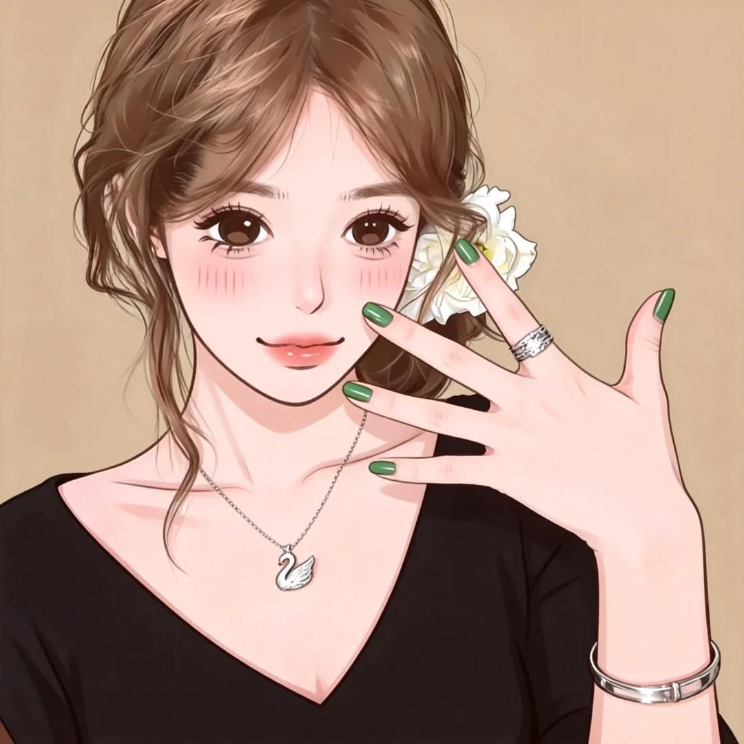 kontext_手绘情侣头像-小红书少女头像13