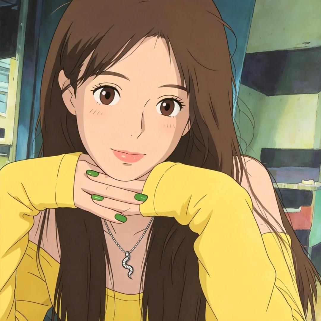 kontext_手绘情侣头像-吉卜力少女头像7