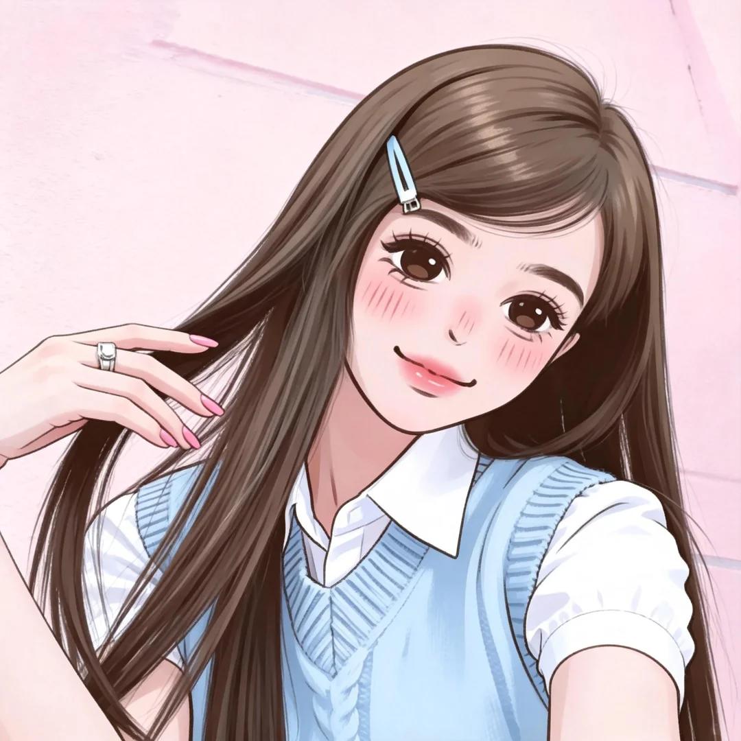 kontext_手绘情侣头像-小红书少女头像13