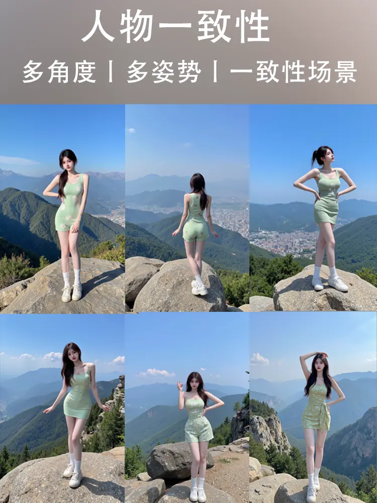 小红书人物多角度多姿势场景一致性