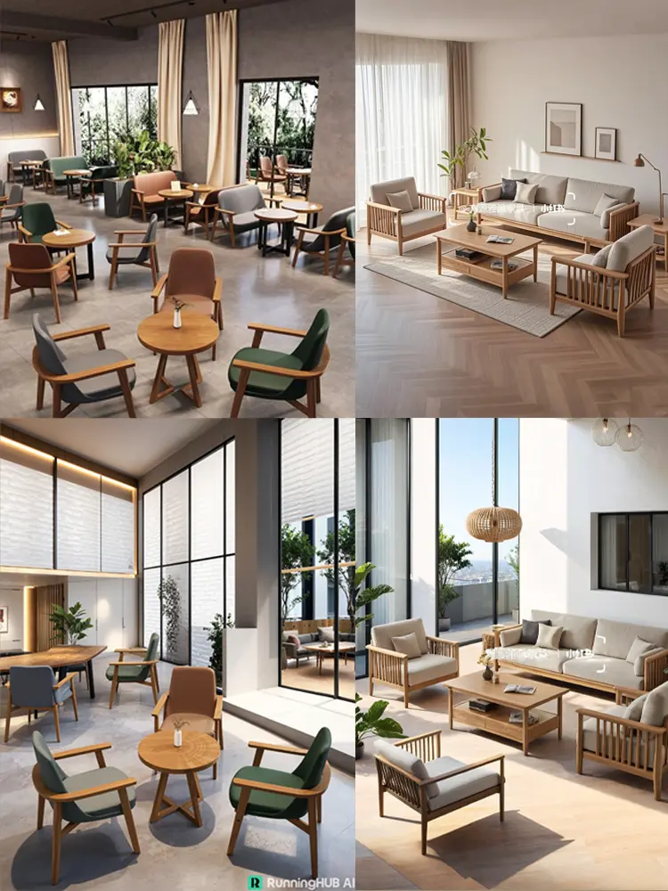 E-commerce product background replacement (furniture such as sofas, tables, and chair sets)