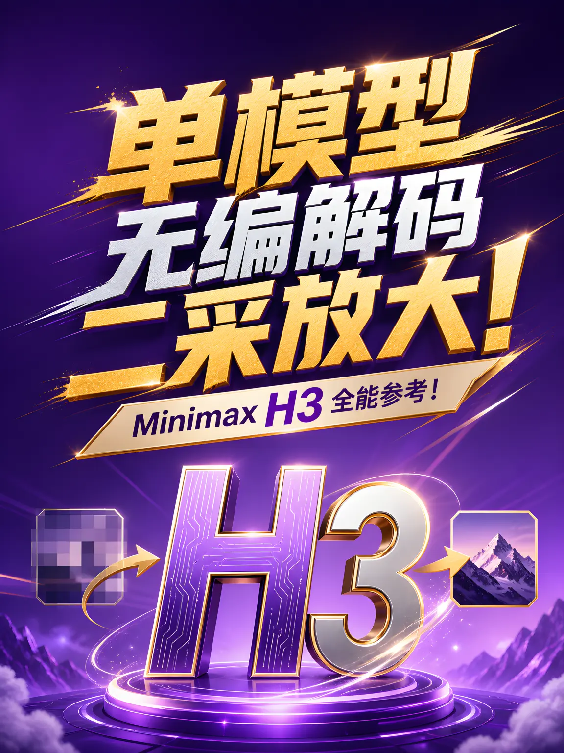 单模型无编解码二采放大!Minimax H3全能参考!提示词自动反推版!