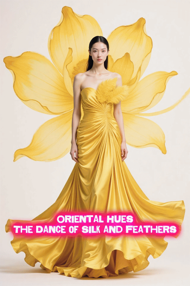 Oriental Hues: The Dance of Silk and Feathers