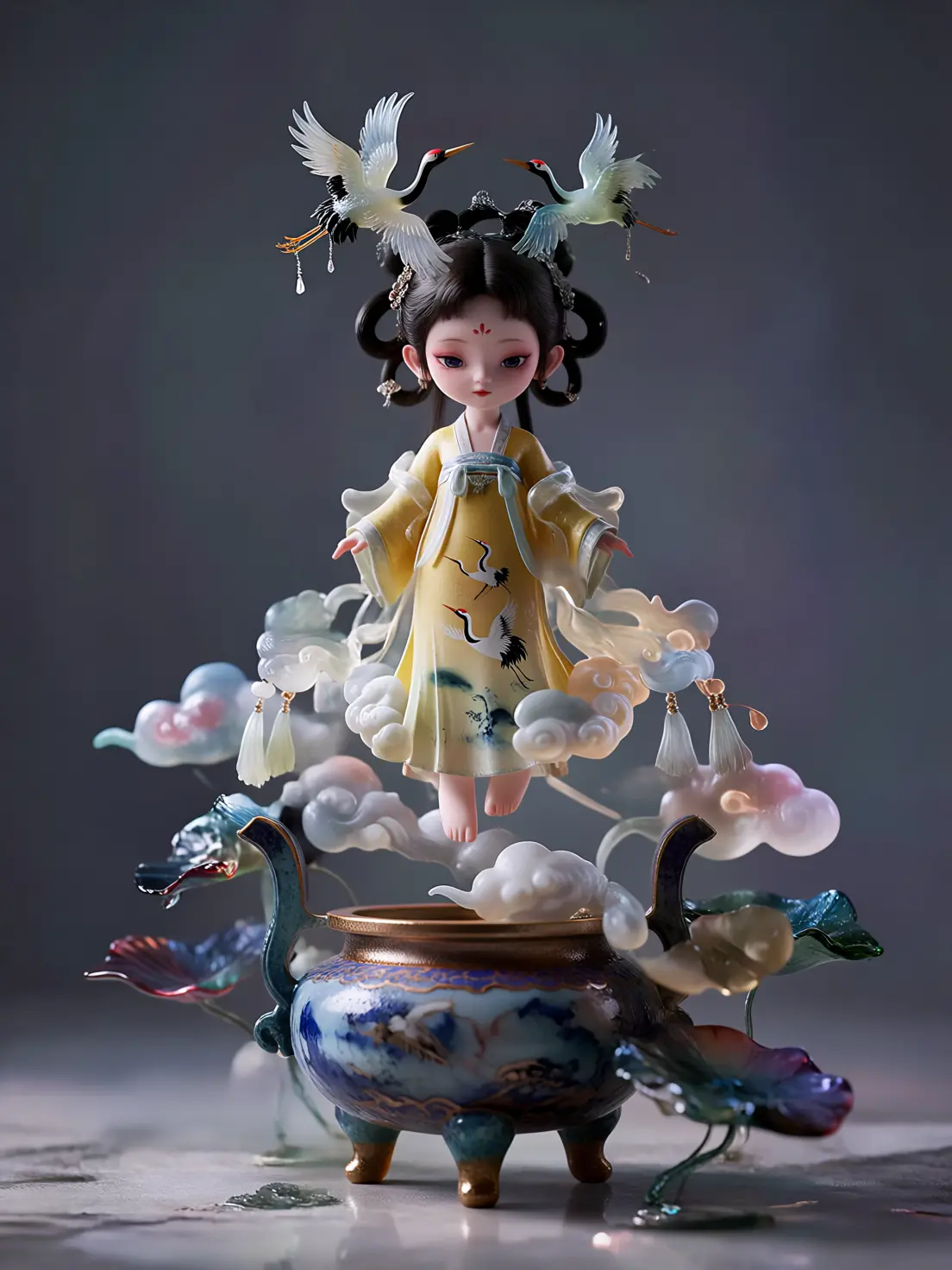 Porcelain Shadow Ink Charm: New Chinese-style IP Figurine Design