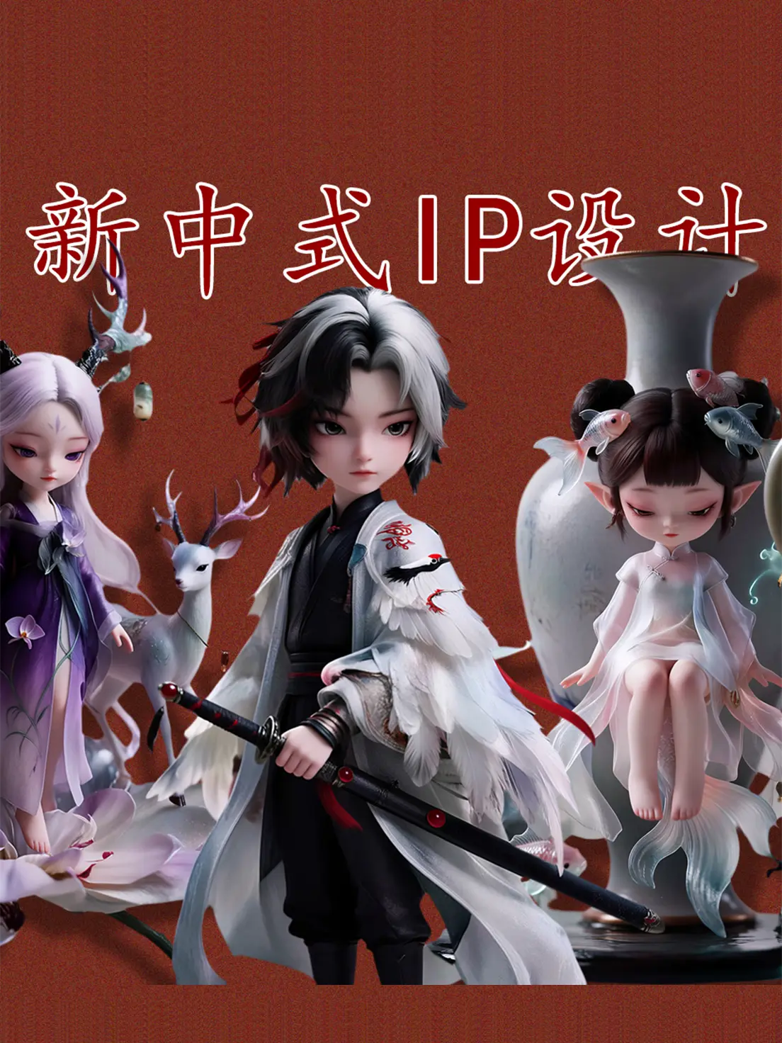Porcelain Shadow Ink Charm: New Chinese-style IP Figurine Design