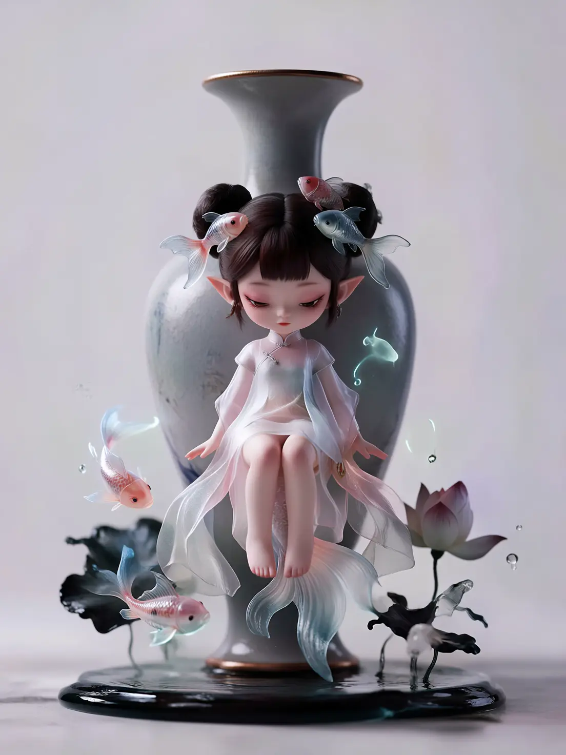 Porcelain Shadow Ink Charm: New Chinese-style IP Figurine Design