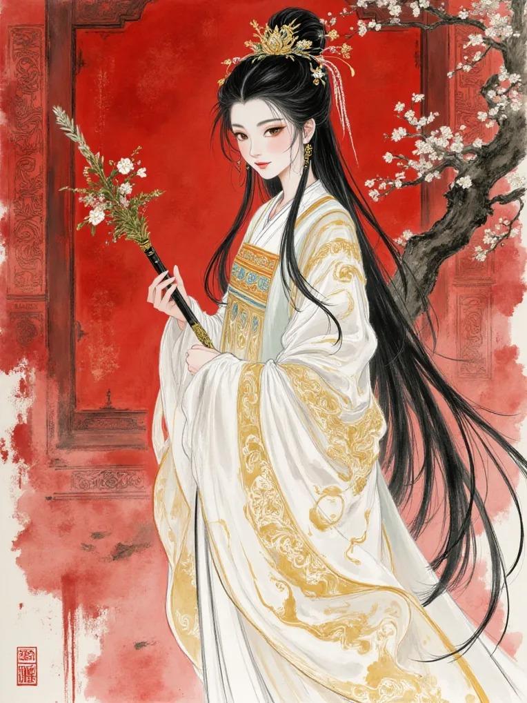 阿容容_水彩古风人物插画