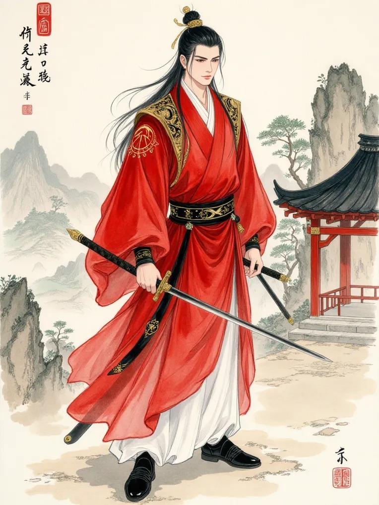 阿容容_水彩古风人物插画