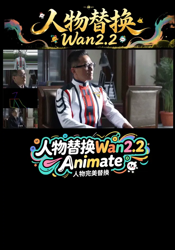 人物替换动作迁移wan2.2抖音超火(支持10s)