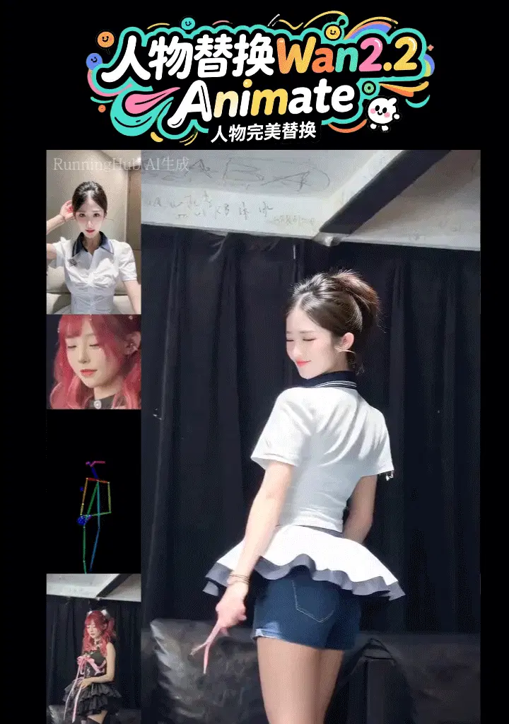 人物替换Wan Animate2.2完美替换