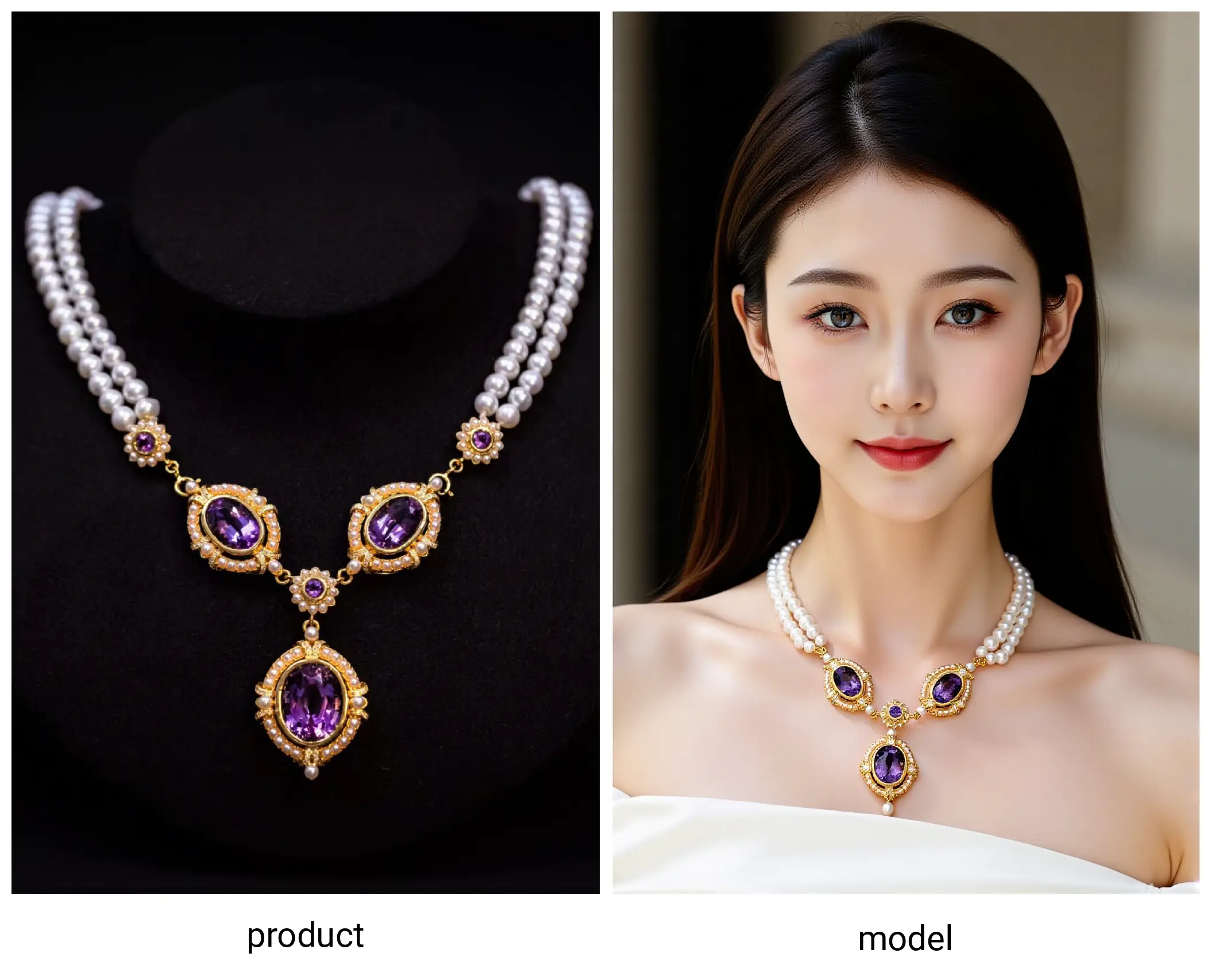 Model wearing product display