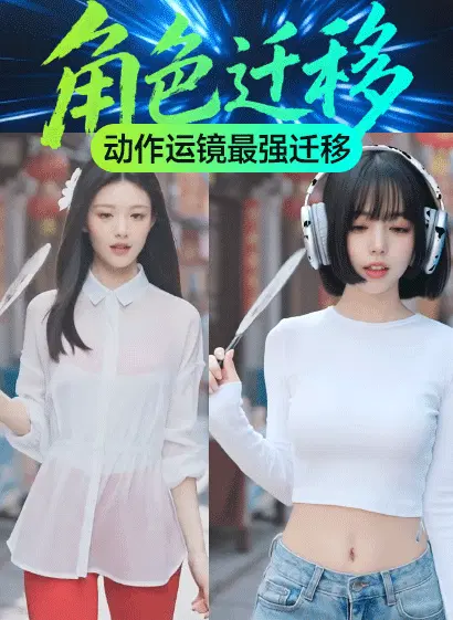 动作运镜最强迁移 角色替换-视频换人换角色 动作迁移 指定人替换-电商带货