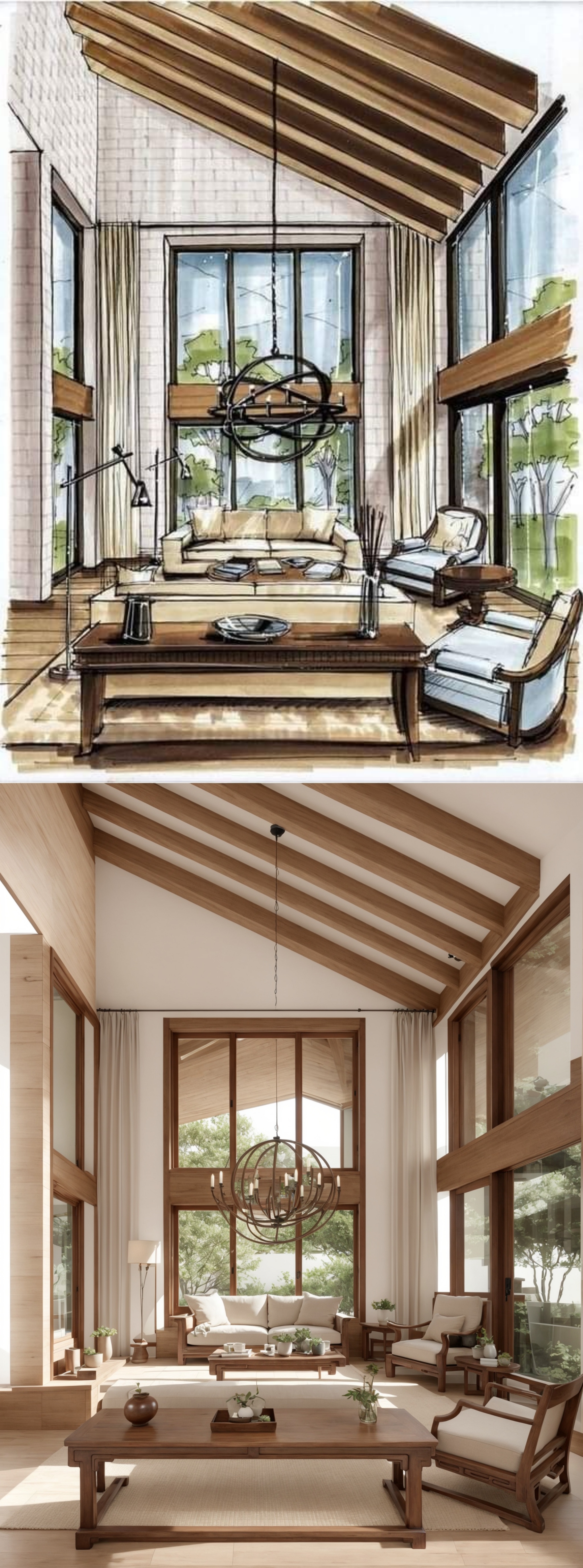 Interior Design Sketch - Raw Wood Home Converter