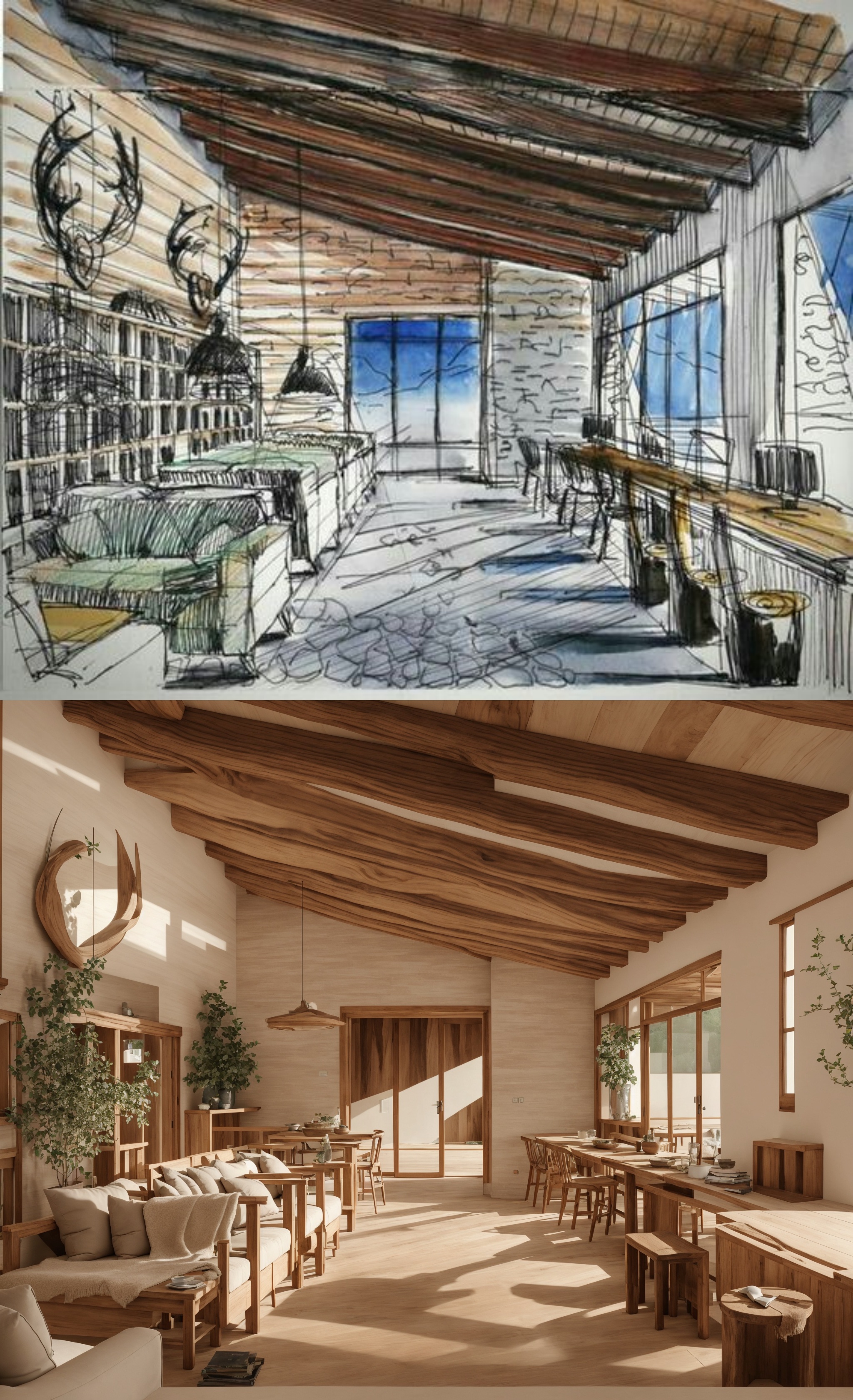 Interior Design Sketch - Raw Wood Home Converter