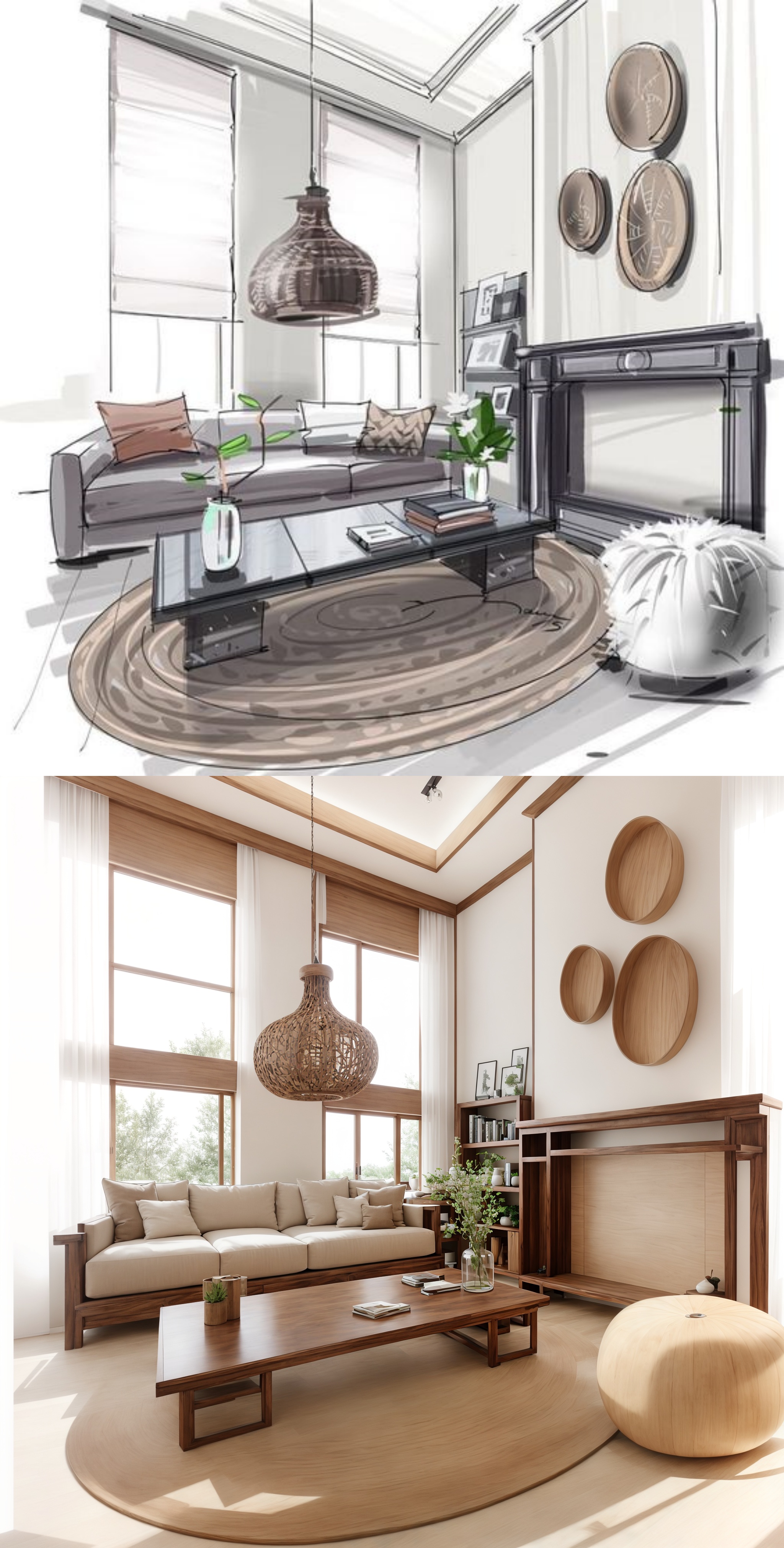 Interior Design Sketch - Raw Wood Home Converter