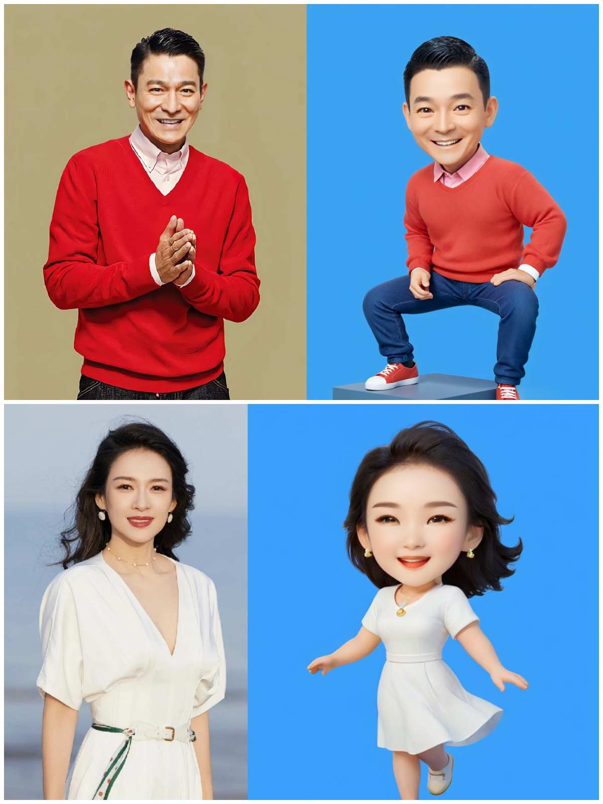 Real photo one-click conversion to 3D figurine Cartoon and realistic switching version