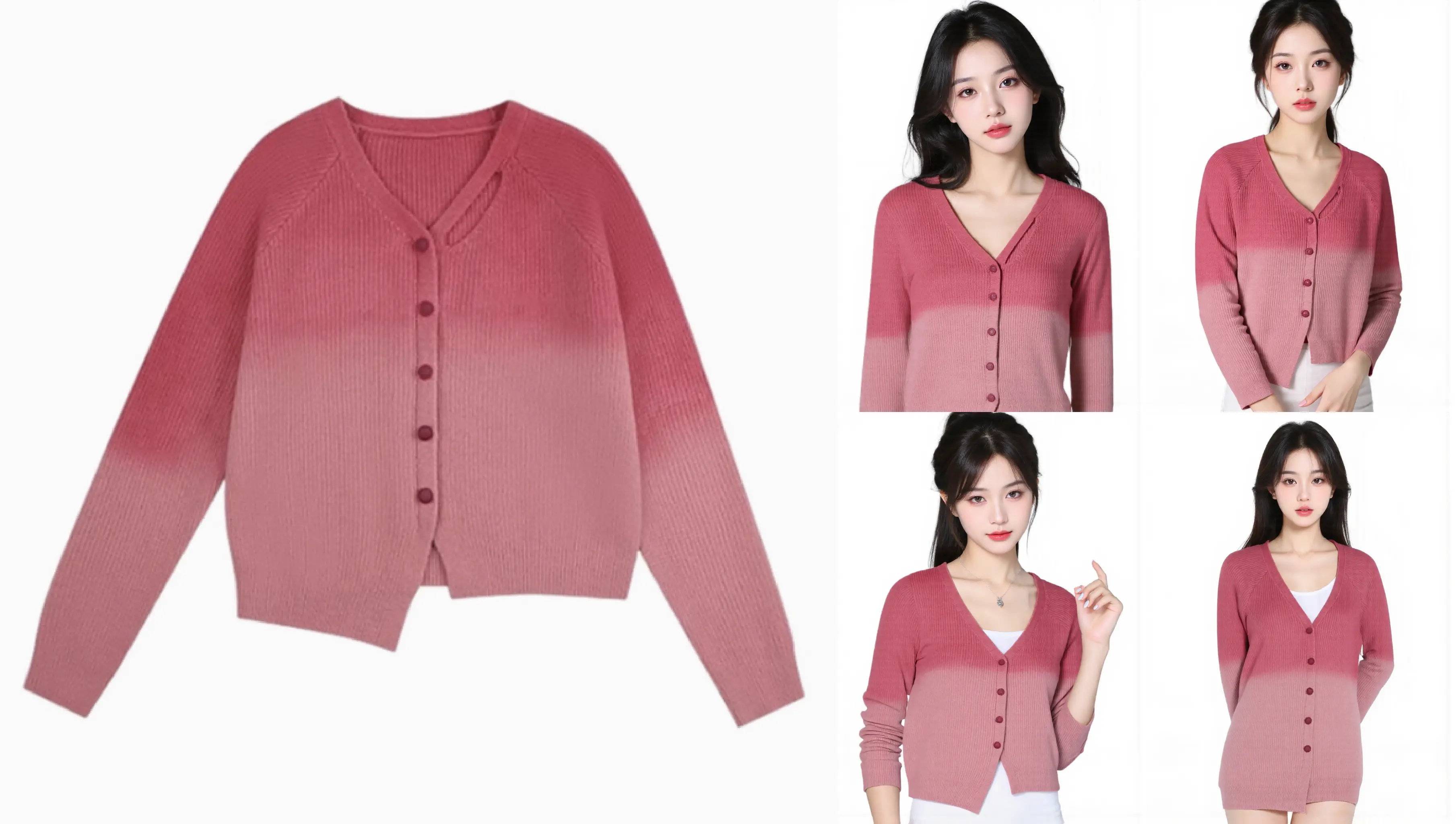 E-commerce one-click batch (4 images) virtual dressing 4K enlargement (workflow optional)