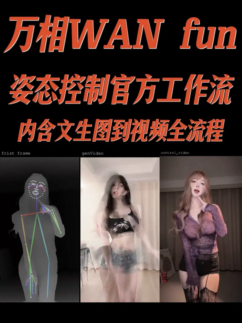 万相wan fun 姿态控制网红舞蹈工作流