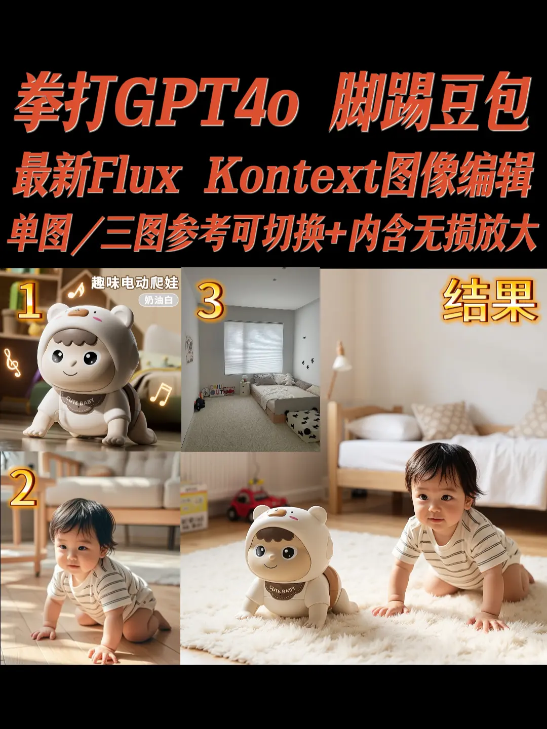kontext单/三图参考生图可切换+无损放大