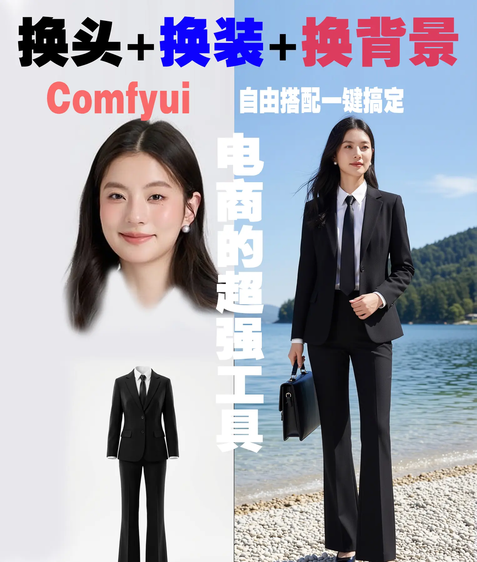 换头,换装,换背景,电商穿搭工具,姿势控制 (无水印) - RunningHub ComfyUI Workflow