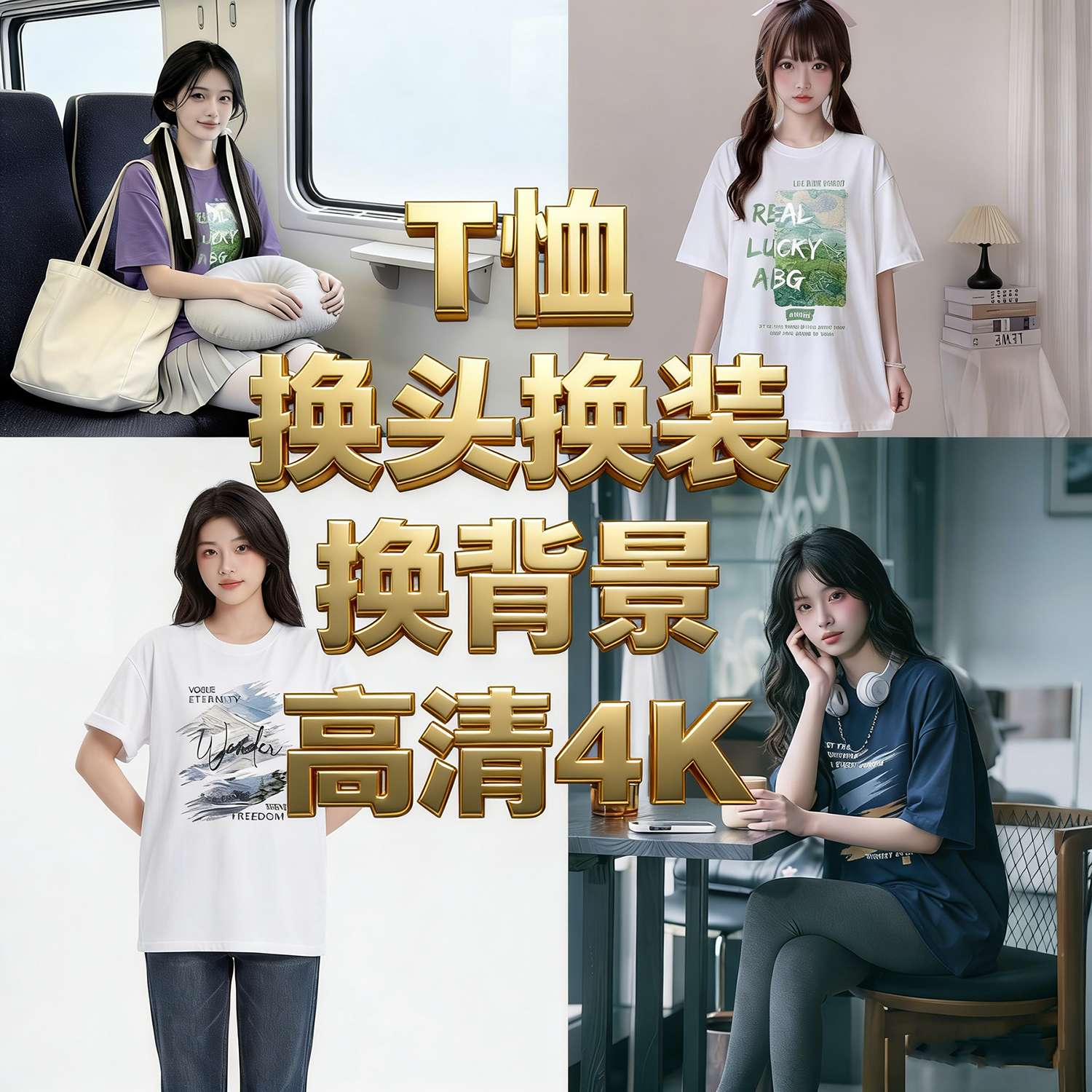 T恤一键上身,换装换头换背景,一个工作流顶一个团队。 - RunningHub AI Apps
