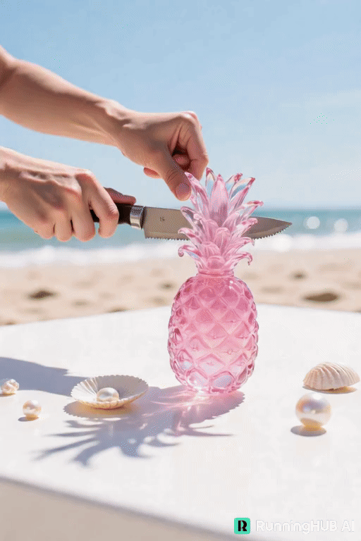 wan2.1 And lora Knife cutting glass fruits and vegetables Image-to-video AI application
