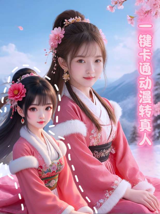 Cartoon anime one-click transformation to real person