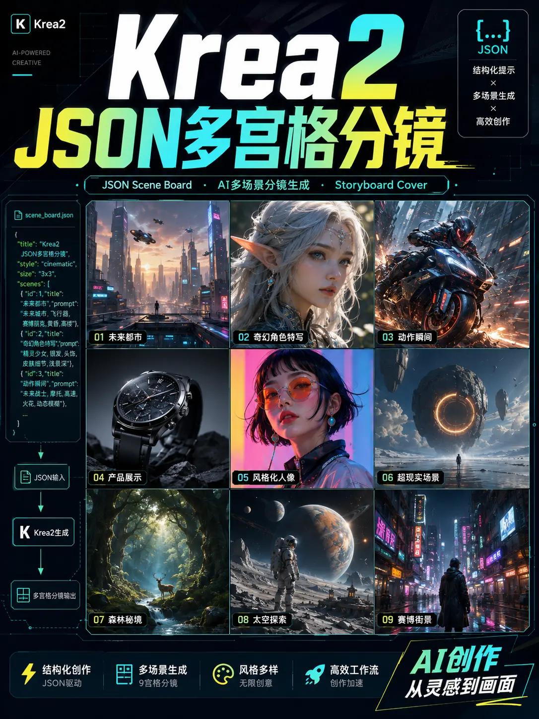 Krea2 JSON多宫格分镜